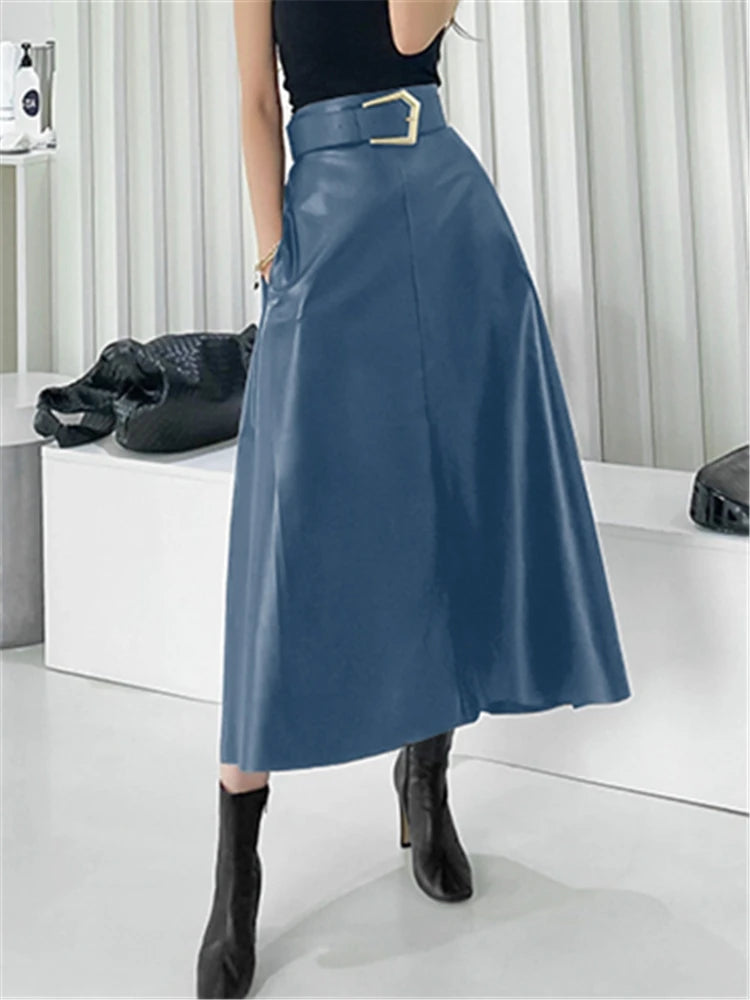 Indigo Muse Leather Maxi Skirt