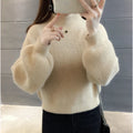 Blush High-Neck Knit Sweater