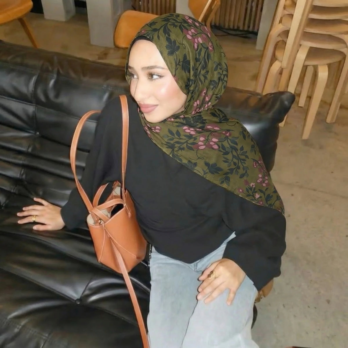 Olive Mosaic Square Scarf