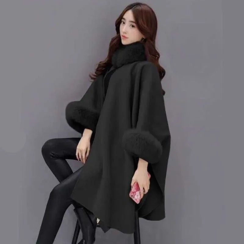 Sienna Fur-Trimmed Poncho