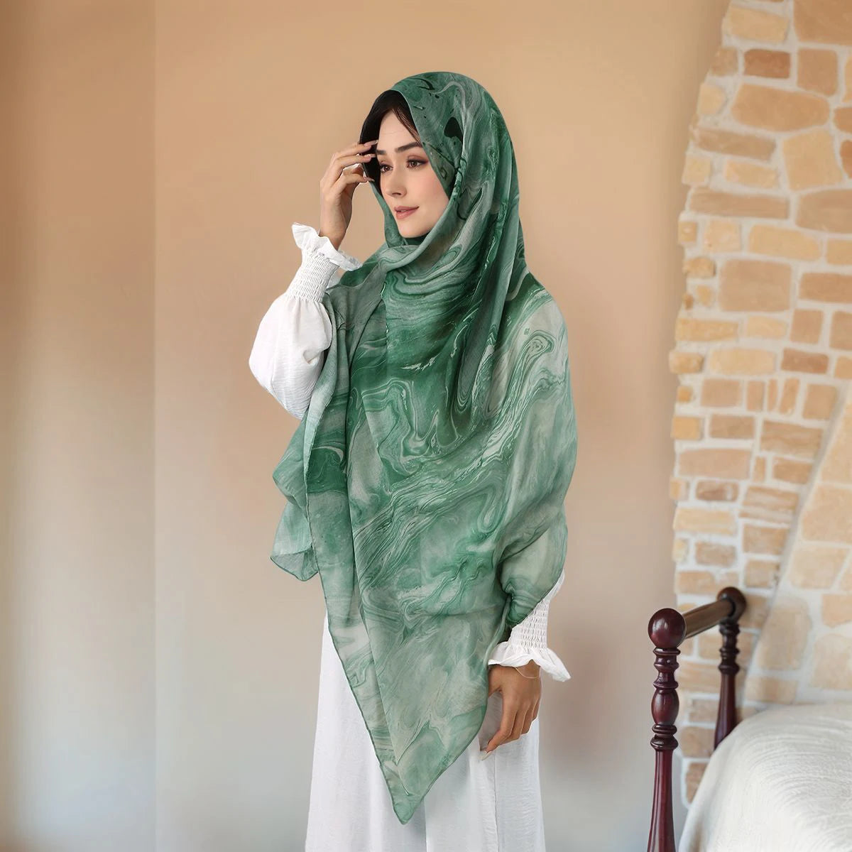 Terracotta Lines Printed Hijab