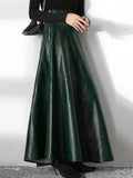 Mocha Flow Leather Maxi Skirt