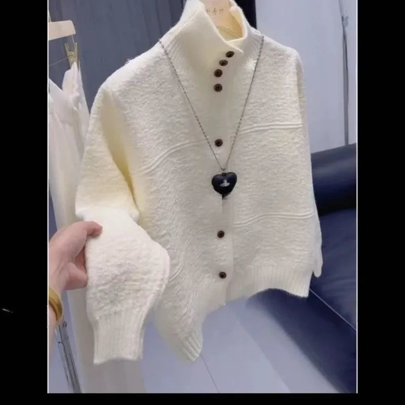 Olive Button-Up Knit Cardigan
