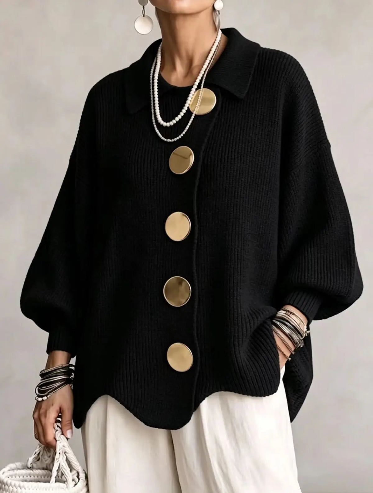 Clara Button-Front Knit Cardigan