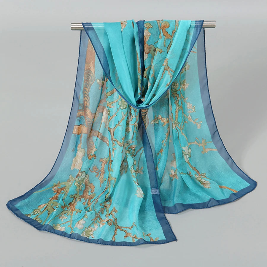 Aqua Blossom Printed Scarf