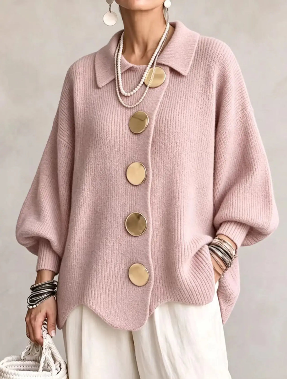Clara Button-Front Knit Cardigan