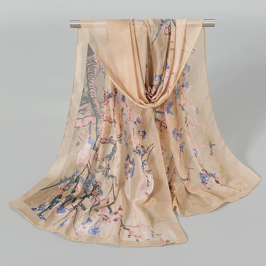 Aqua Blossom Printed Scarf