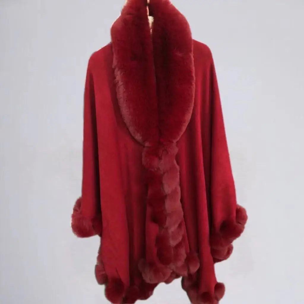 Noir Luxe Fur-Trimmed Cape