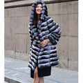 Midnight Striped Fur Coat