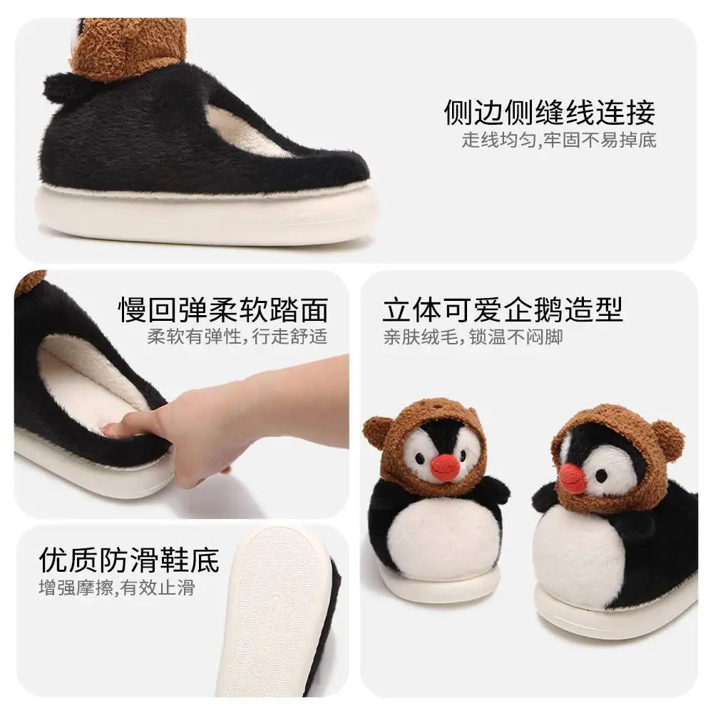 Mocha Penguin Slippers