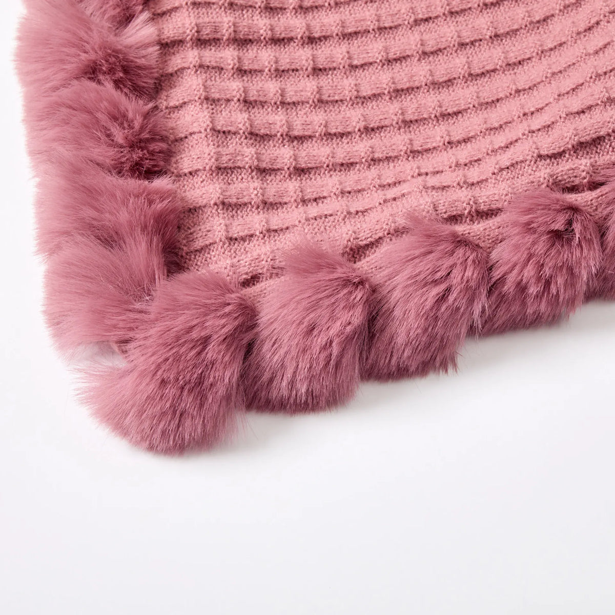 Hazel Textured Fur-Trimmed Poncho
