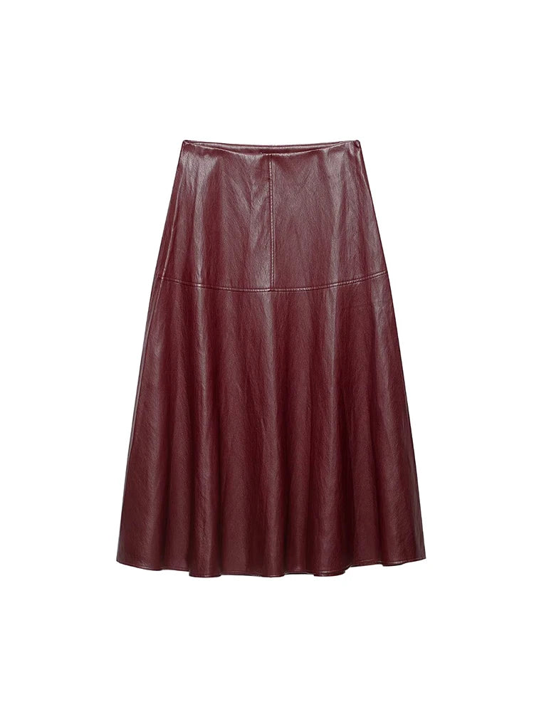 Aria Layered Leather Maxi Skirt