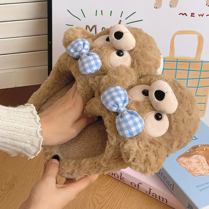 Bow Teddy Slippers