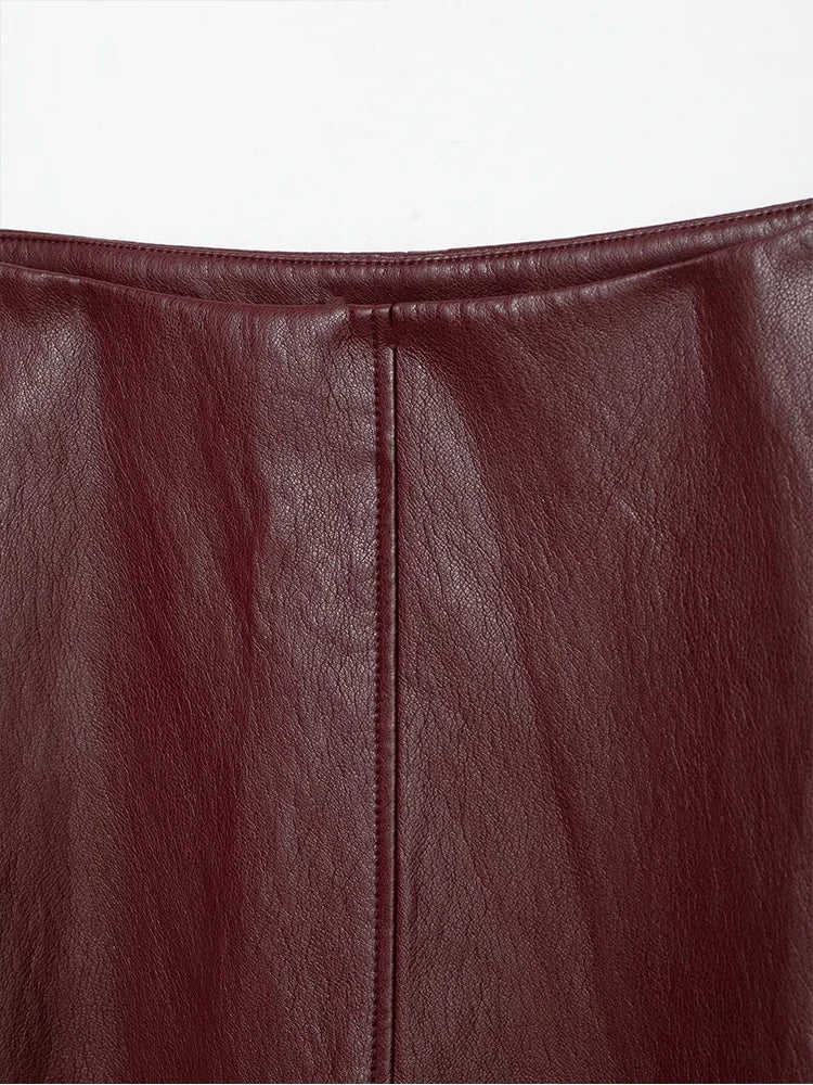 Aria Layered Leather Maxi Skirt