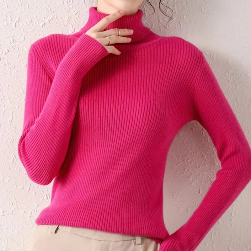Rosé Ribbed Turtleneck