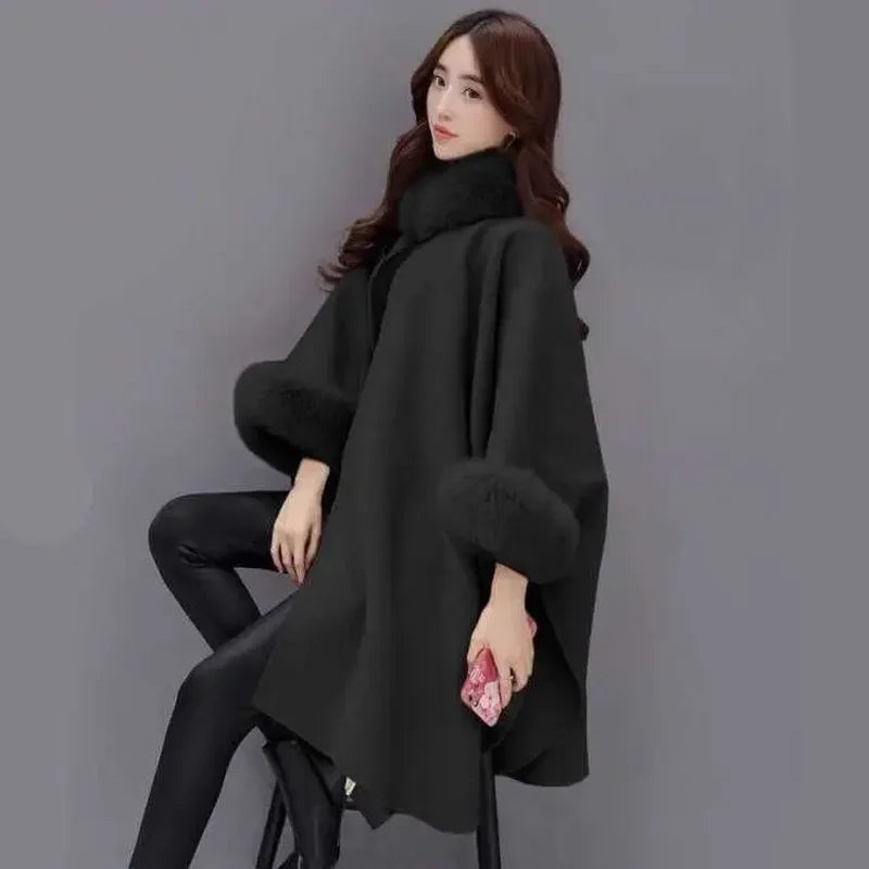 Elara Fur-Trimmed Cape