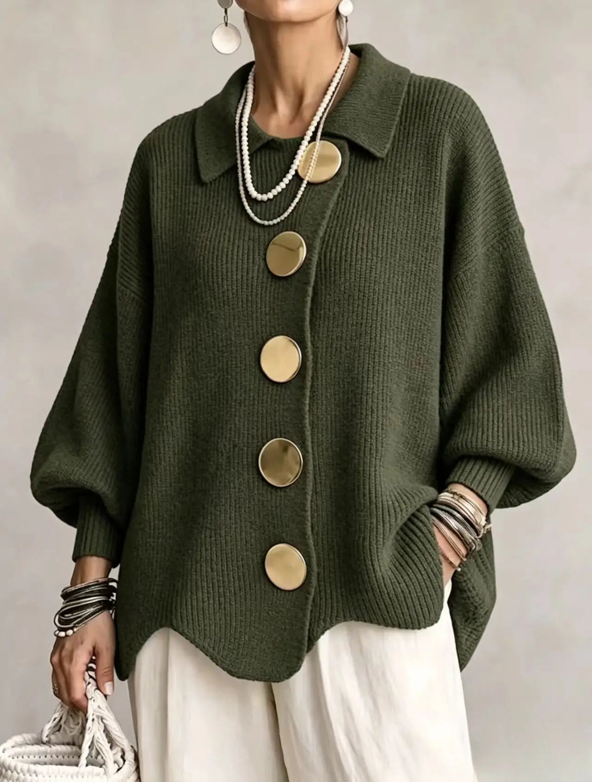 Clara Button-Front Knit Cardigan