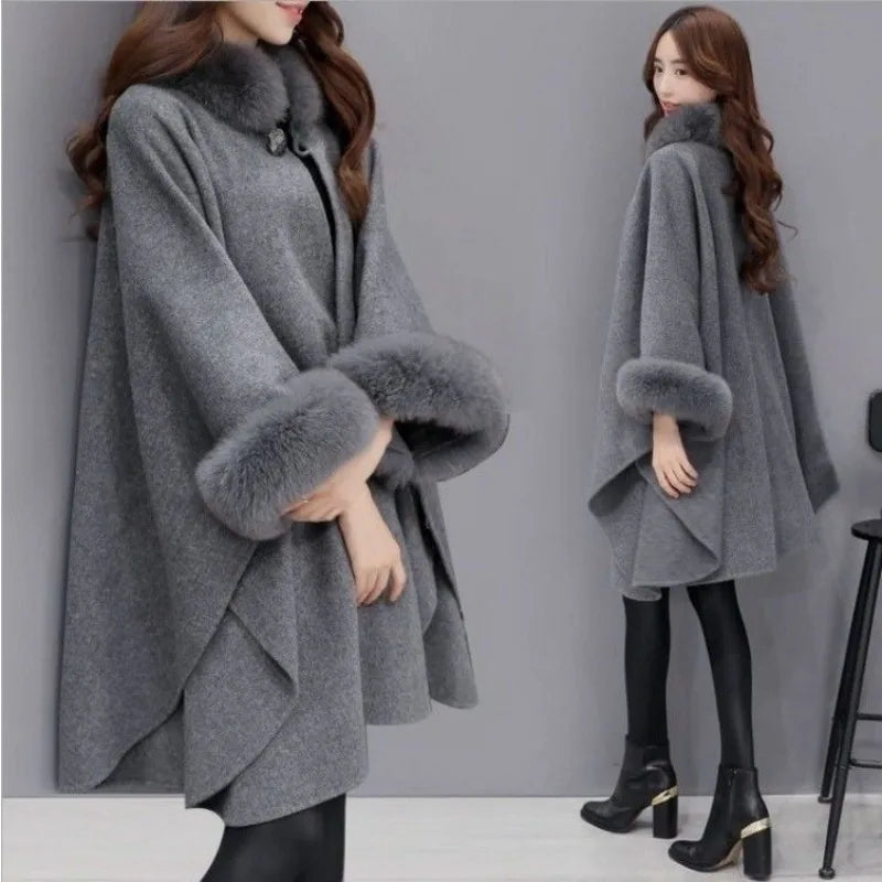 Sienna Fur-Trimmed Poncho