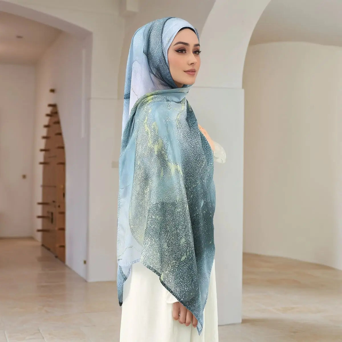 Terracotta Lines Printed Hijab