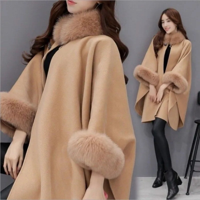 Sienna Fur-Trimmed Poncho