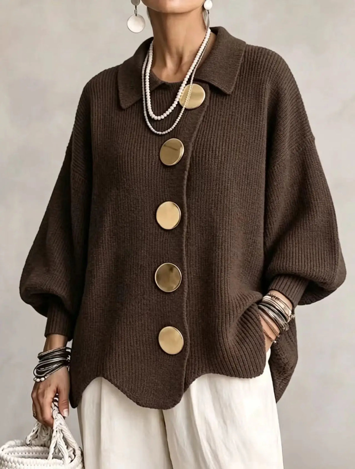 Clara Button-Front Knit Cardigan