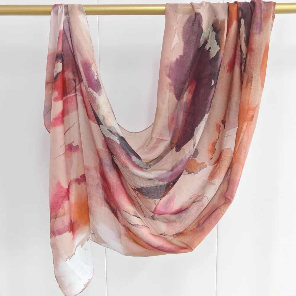 Crimson Petal Printed Scarf