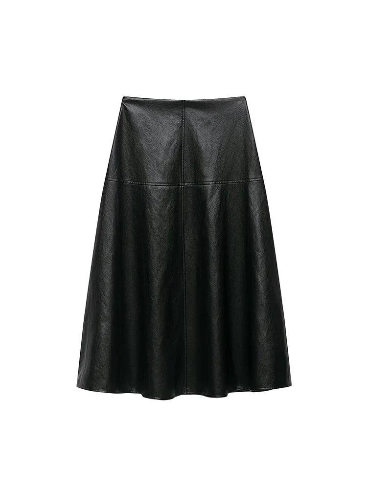 Aria Layered Leather Maxi Skirt