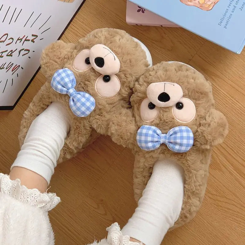 Bow Teddy Slippers