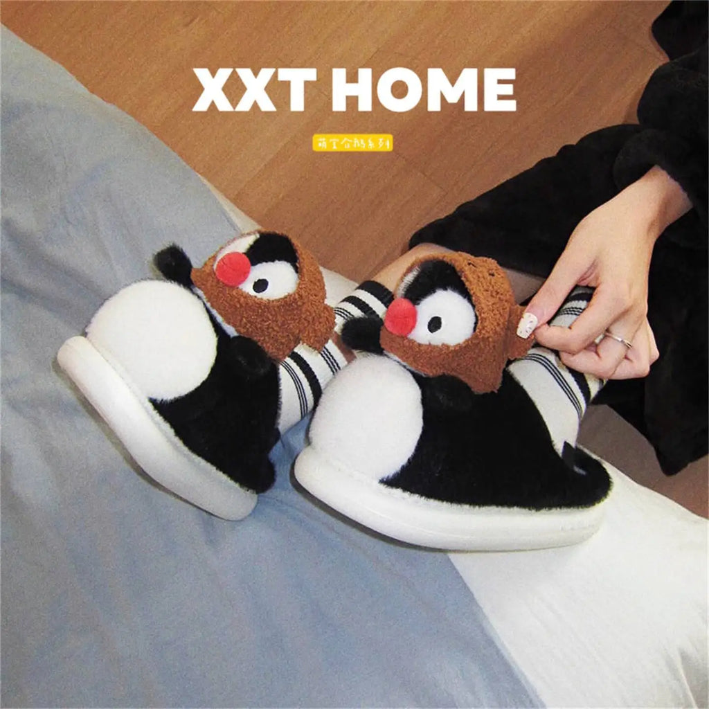 Mocha Penguin Slippers