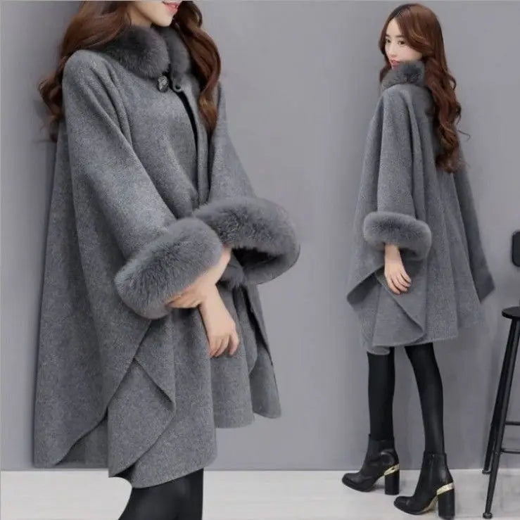 Elara Fur-Trimmed Cape