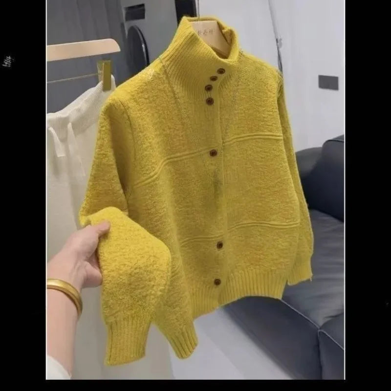 Olive Button-Up Knit Cardigan