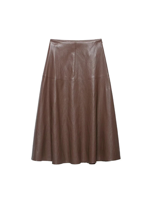 Aria Layered Leather Maxi Skirt