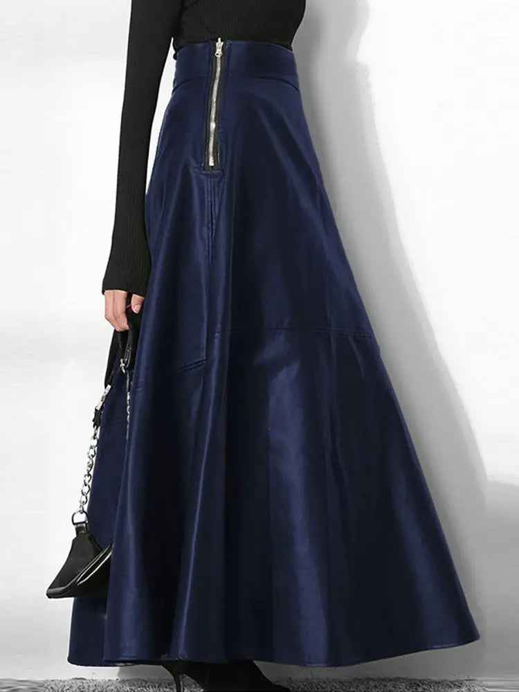 Mocha Flow Leather Maxi Skirt