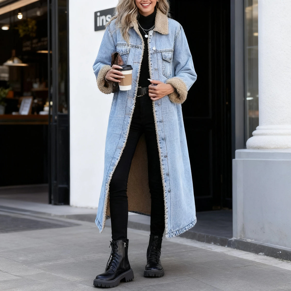 Denim Teddy Coat