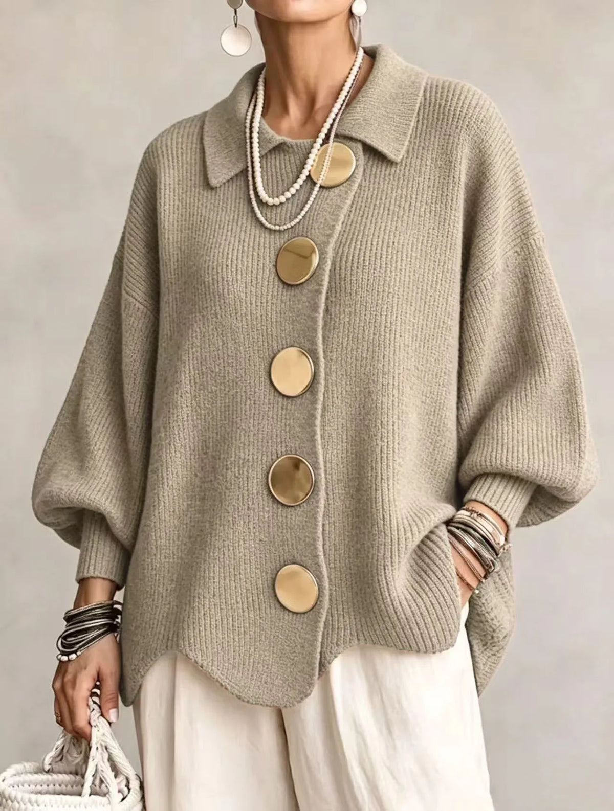 Clara Button-Front Knit Cardigan