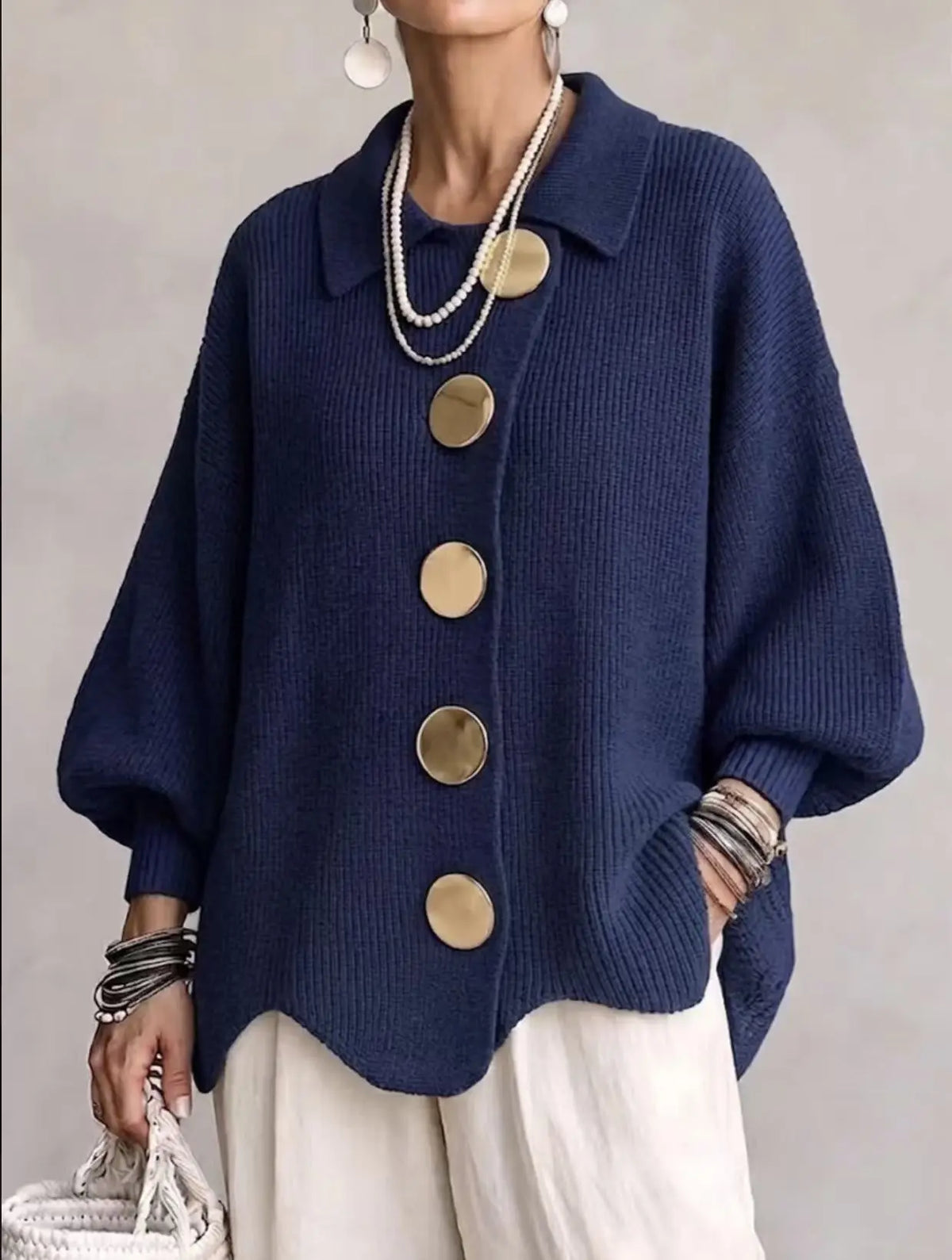 Clara Button-Front Knit Cardigan