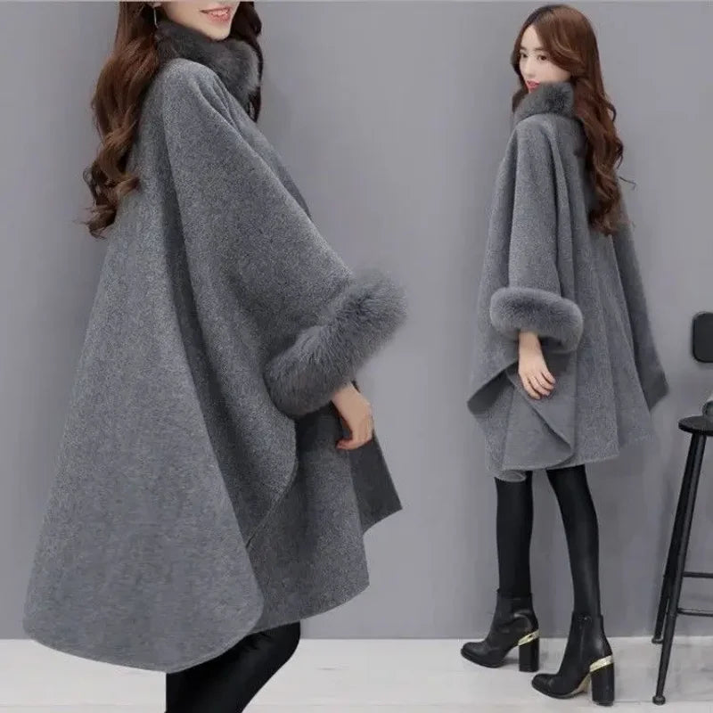 Elara Fur-Trimmed Cape