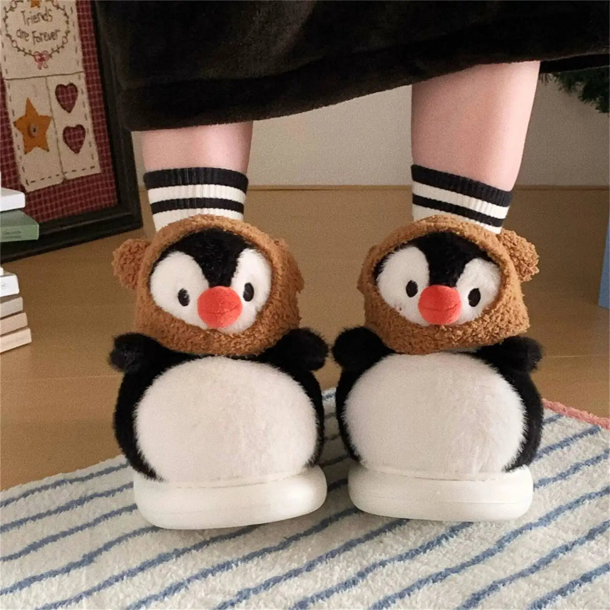 Mocha Penguin Slippers