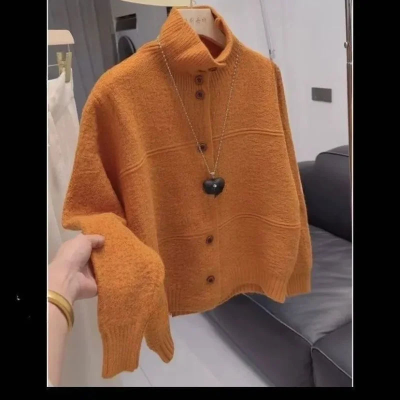 Olive Button-Up Knit Cardigan