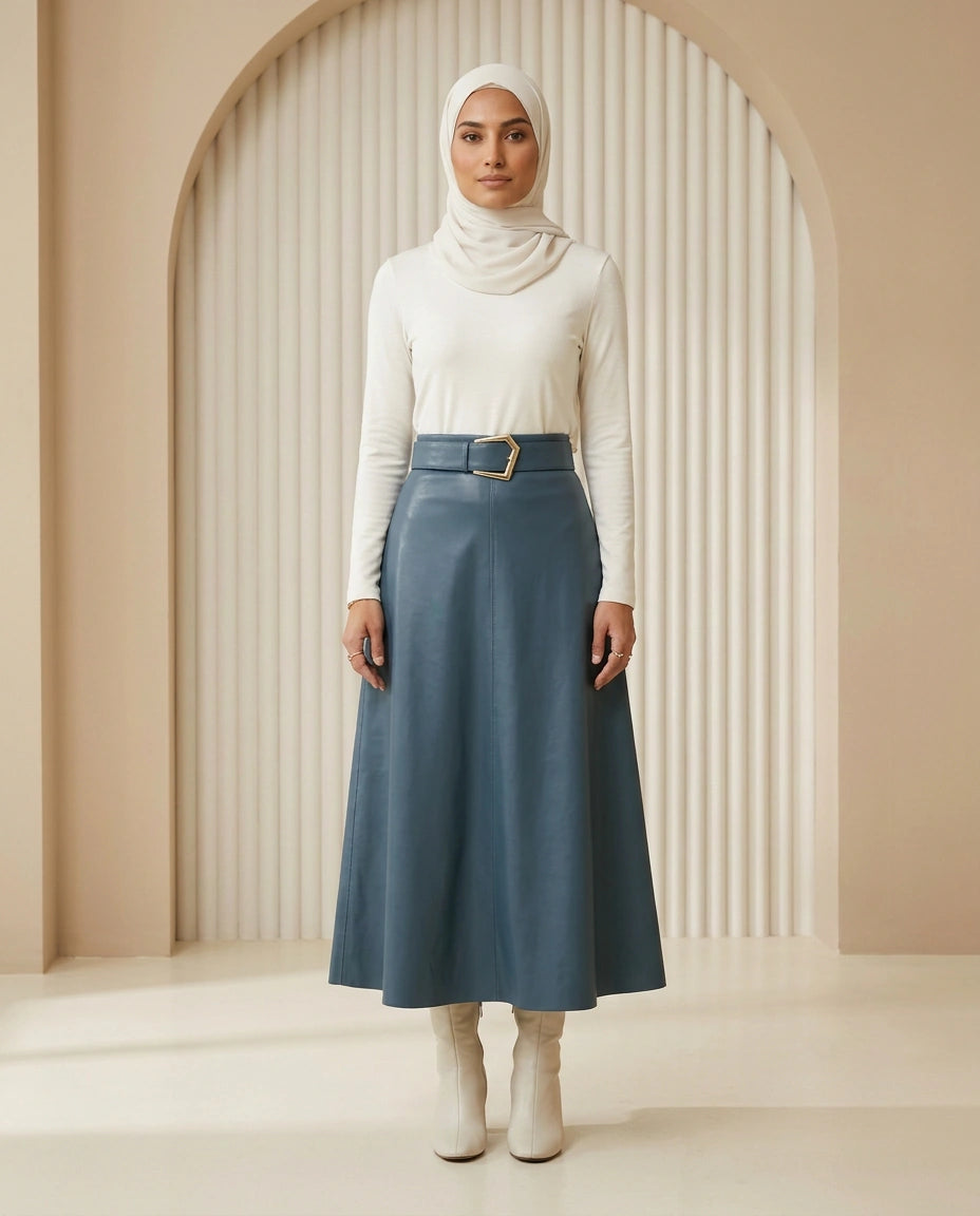 Indigo Muse Leather Maxi Skirt